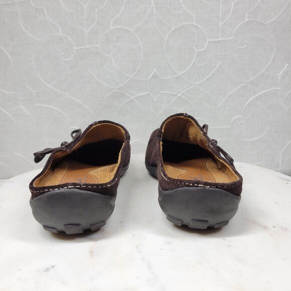 Vintage Naturalizer Natural Soul Fanner Suede Mules Womens 7 Brown Leather Bow - Picture 7 of 15